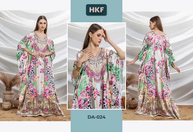 Hkf Dua Kaftan Vol 4 Soft Satin Printed Fancy Kaftan Collection