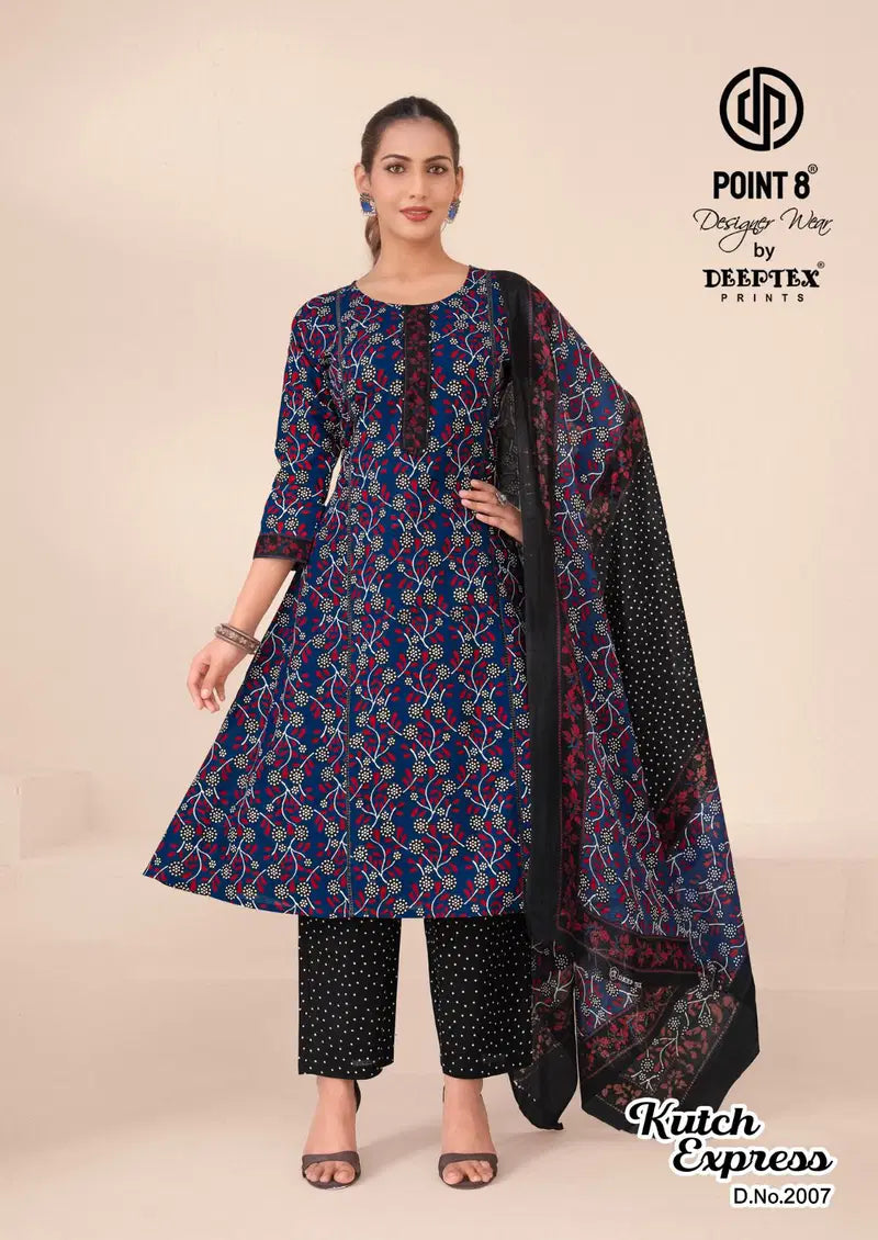 Deeptex Kutch Express Vol 2 A Line Cotton Printed Kurti Set Collection