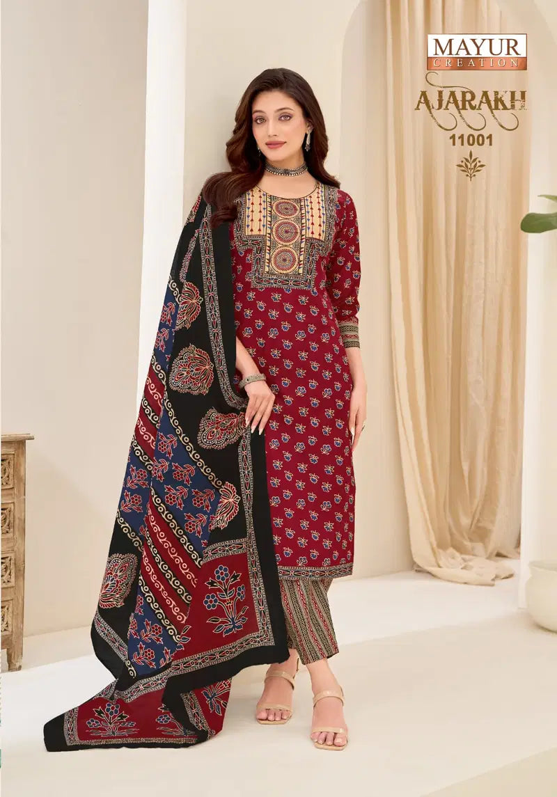 Mayur Ajarakh Vol 11 Readymade Cotton Printed Kurti Pant With Dupatta