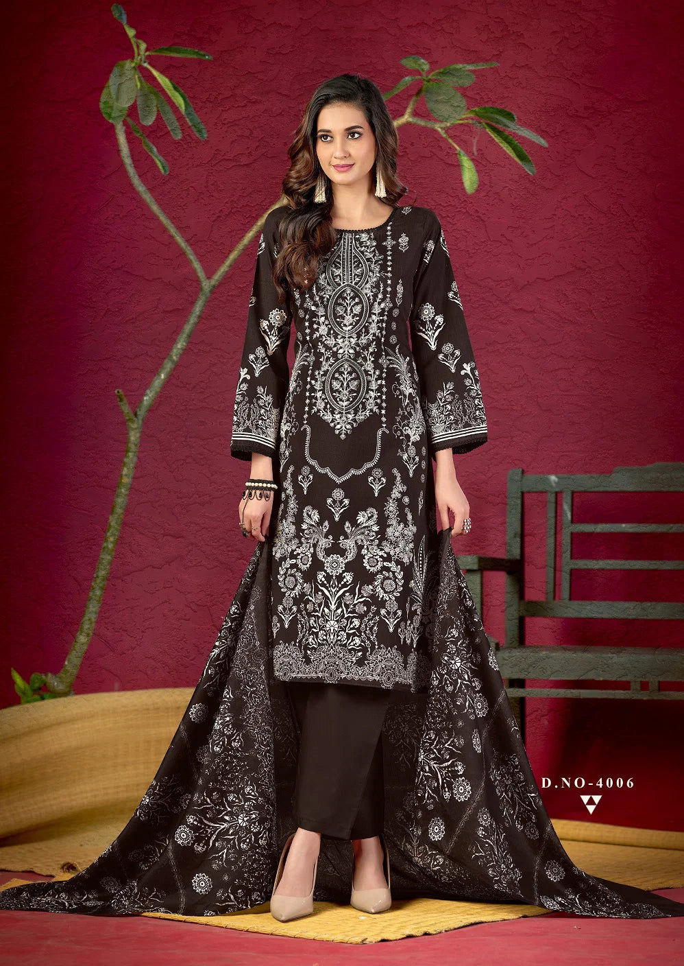 Mizaj M Print Vol 4 Readymade Cotton Karachi Kurti Pant With Dupatta