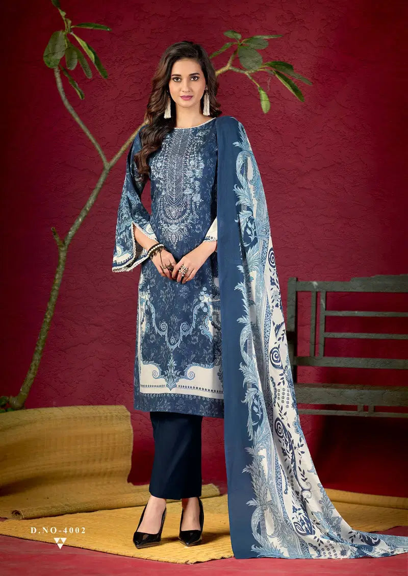Mizaj M Print Vol 4 Readymade Cotton Karachi Kurti Pant With Dupatta