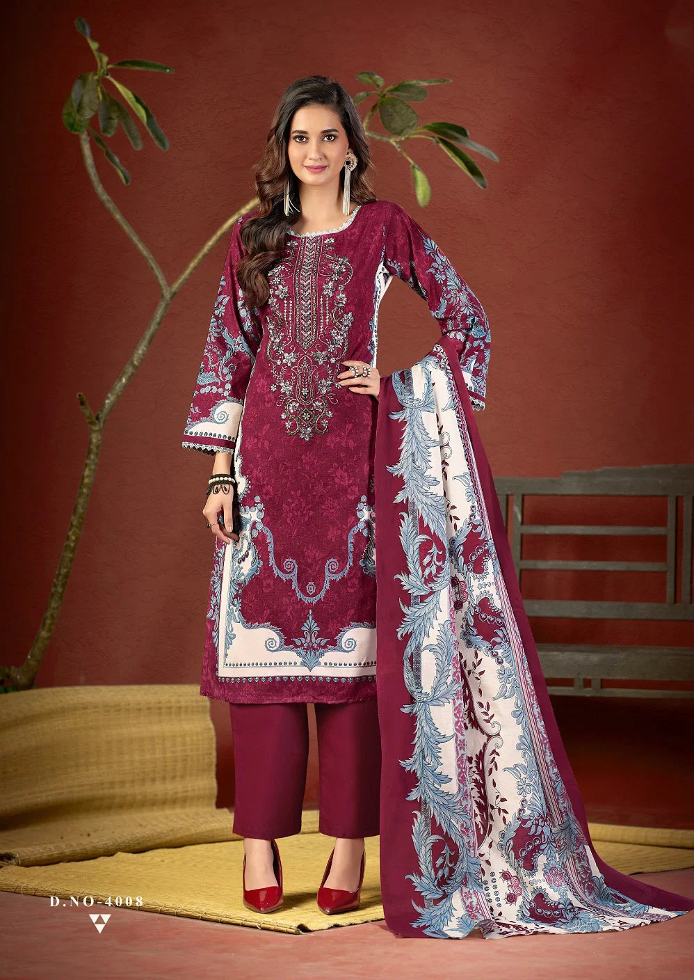 Mizaj M Print Vol 4 Readymade Cotton Karachi Kurti Pant With Dupatta