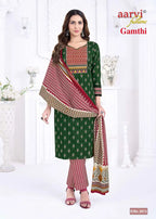Aarvi Gamthi Vol 13 Readymade Cotton Kurti Pant With Dupatta