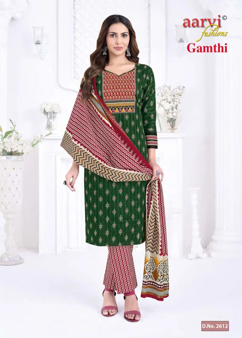 Aarvi Gamthi Vol 13 Readymade Cotton Kurti Pant With Dupatta