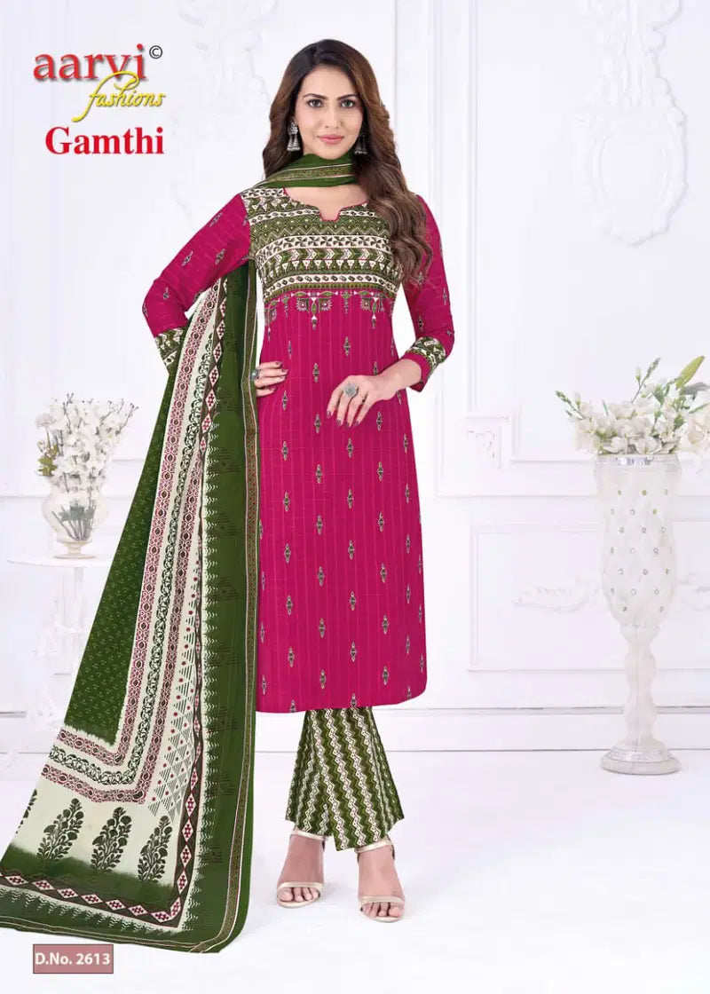 Aarvi Gamthi Vol 13 Readymade Cotton Kurti Pant With Dupatta
