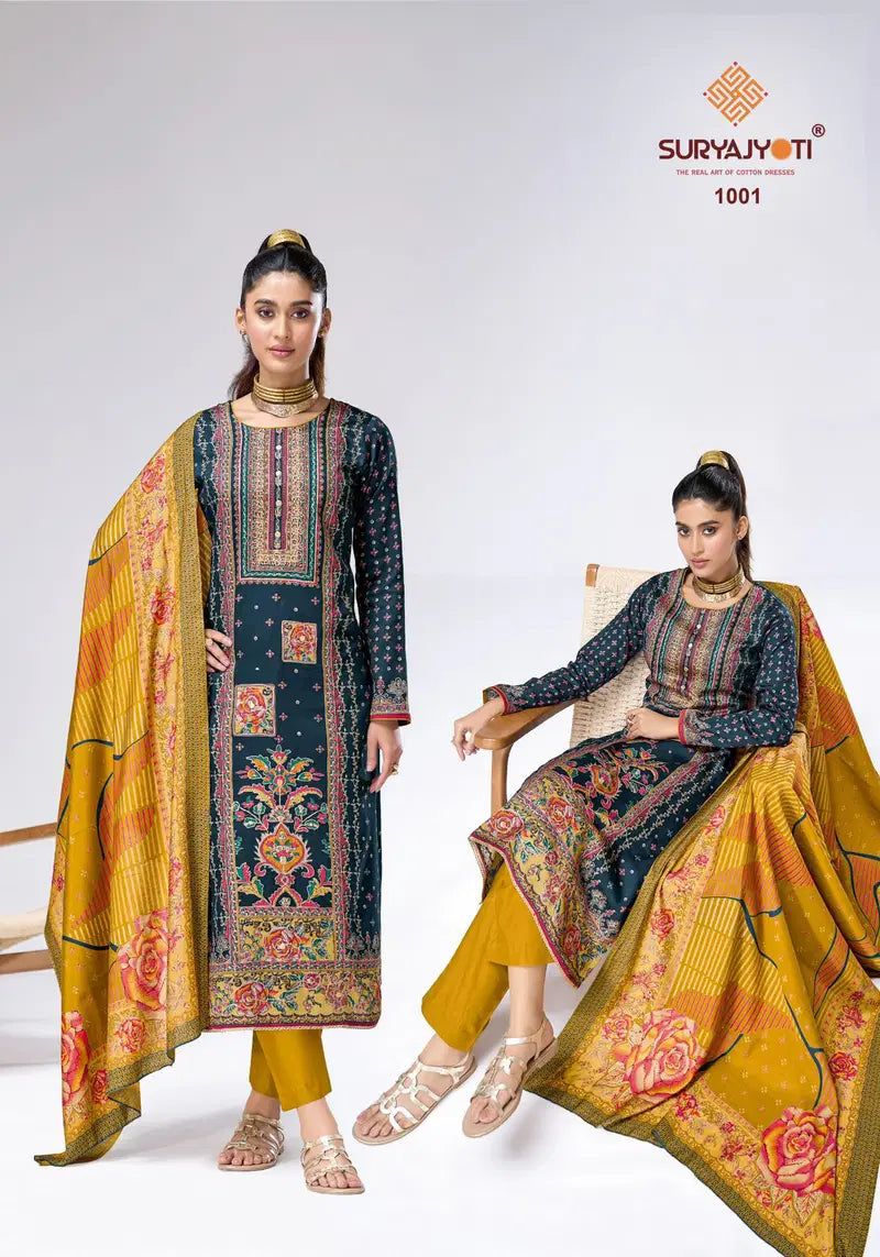 Suryajyoti Charvi Vol 1 Jaam Satin Printed Dress Material Collection