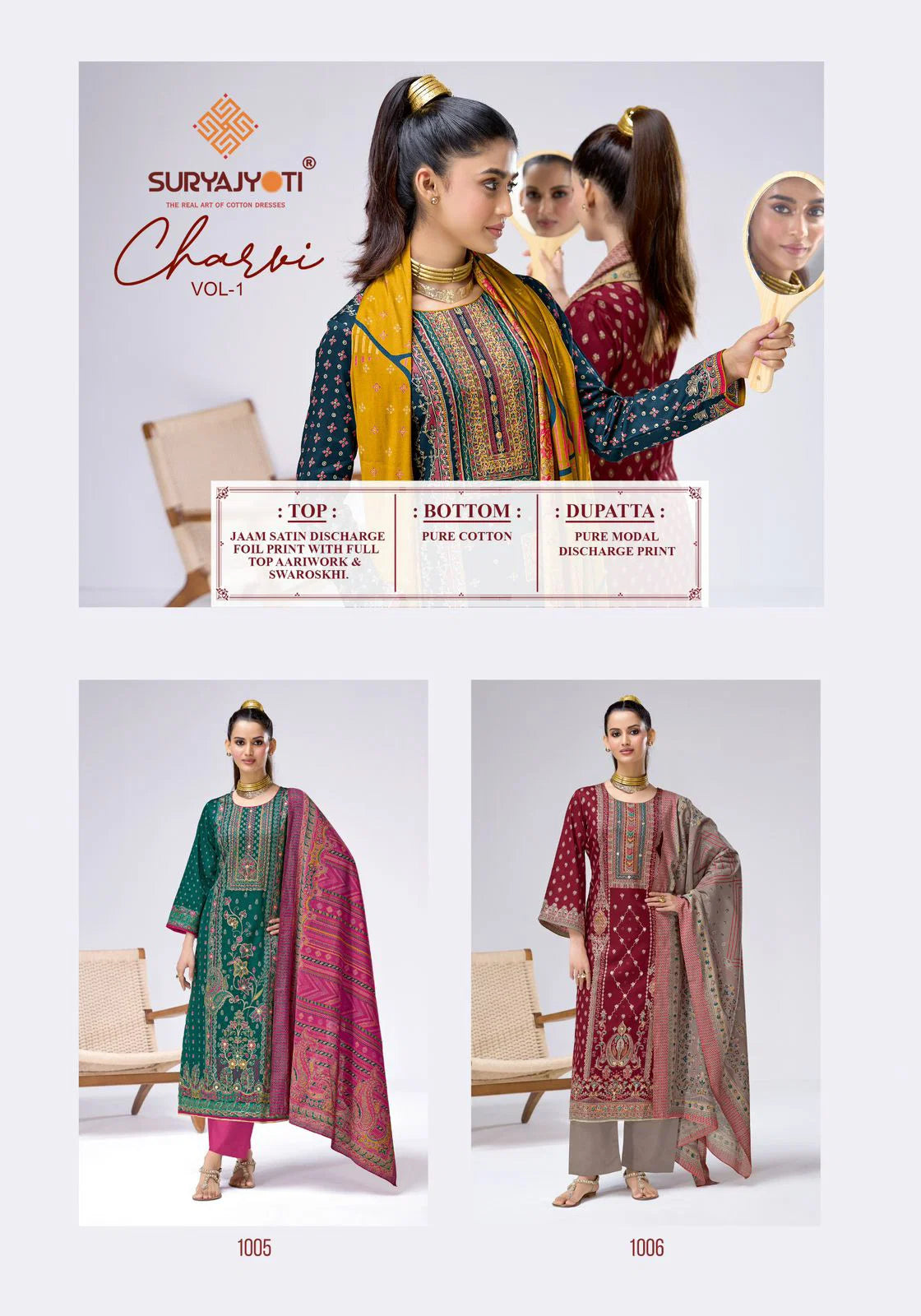 Suryajyoti Charvi Vol 1 Jaam Satin Printed Dress Material Collection