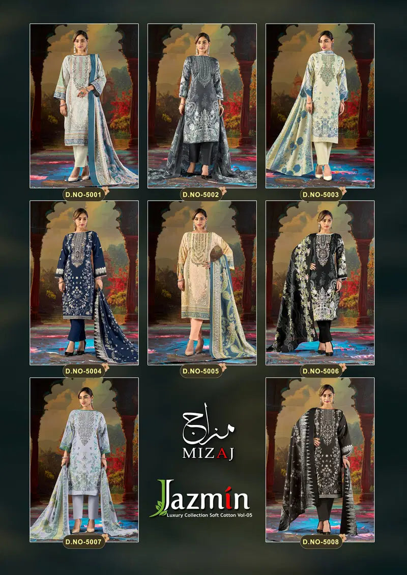 Mizaj Jazmin Vol 5 Readymade Soft Cotton Karachi Kurti Set Collection
