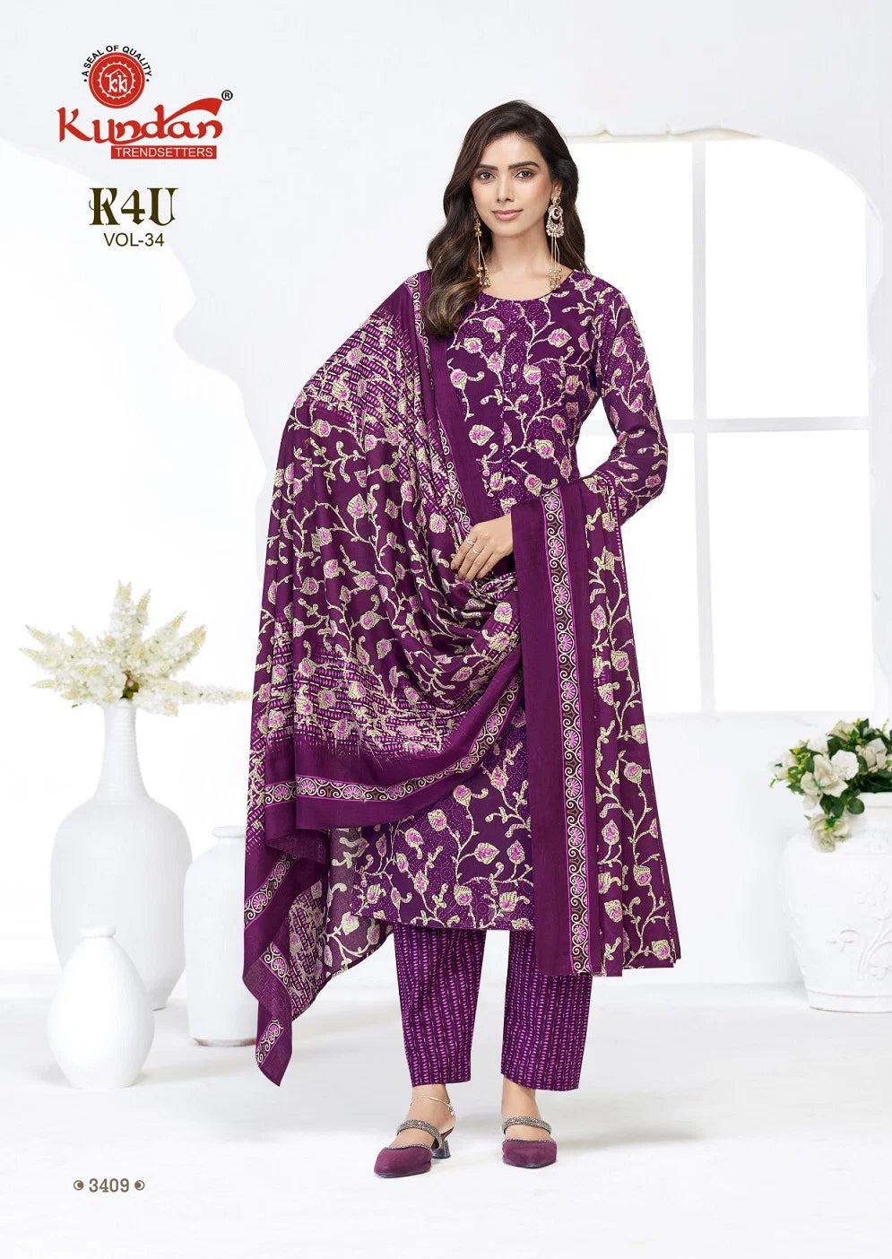 Kundan K4U Vol 34 Readymade Cotton Printed Kurti Set Collection