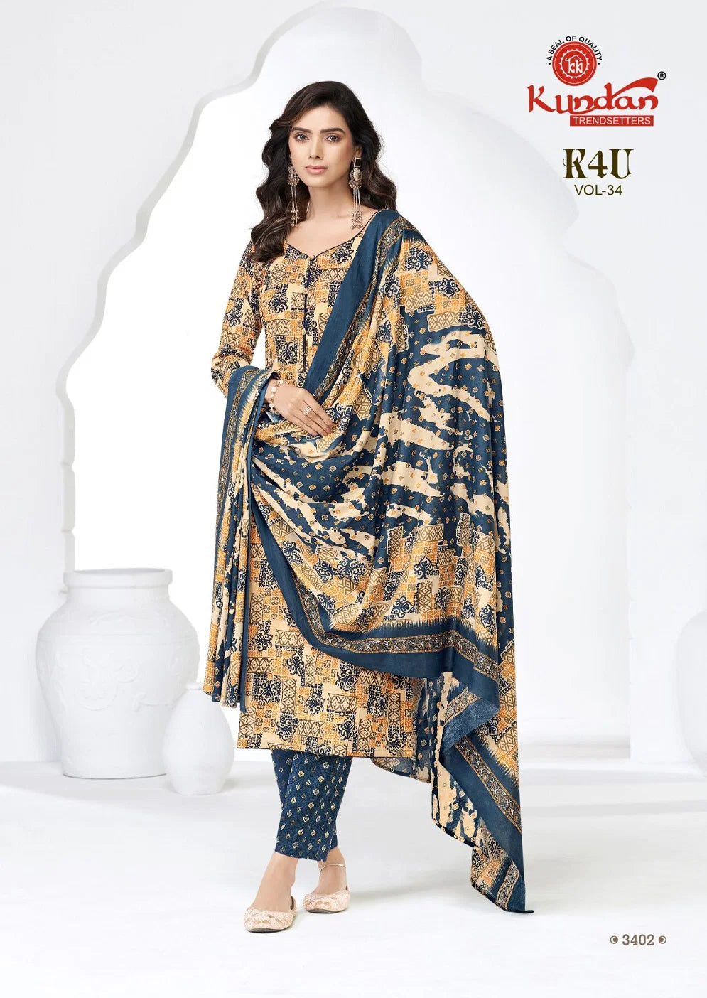 Kundan K4U Vol 34 Readymade Cotton Printed Kurti Set Collection