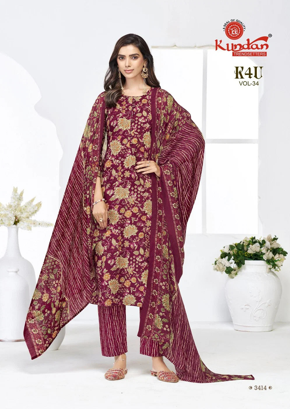 Kundan K4U Vol 34 Readymade Cotton Printed Kurti Set Collection