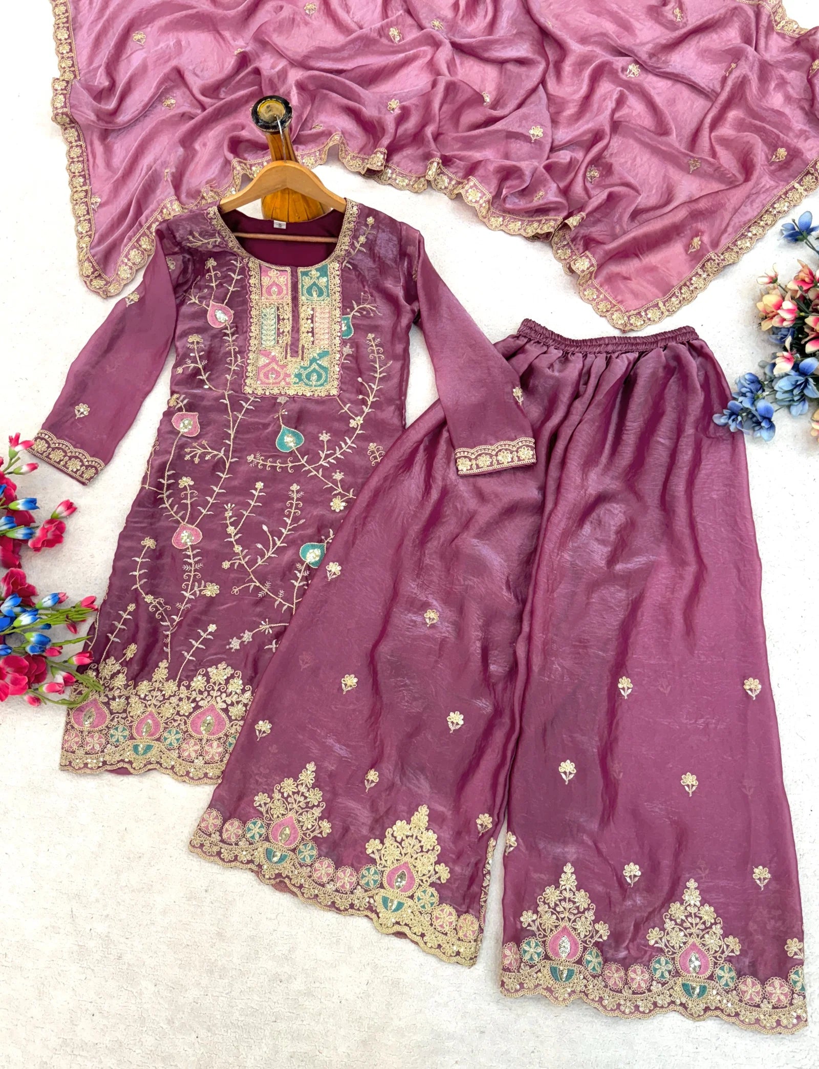 St D No 114 Fendy Silk Coding Sequence Worked Salwar Kameez Collection