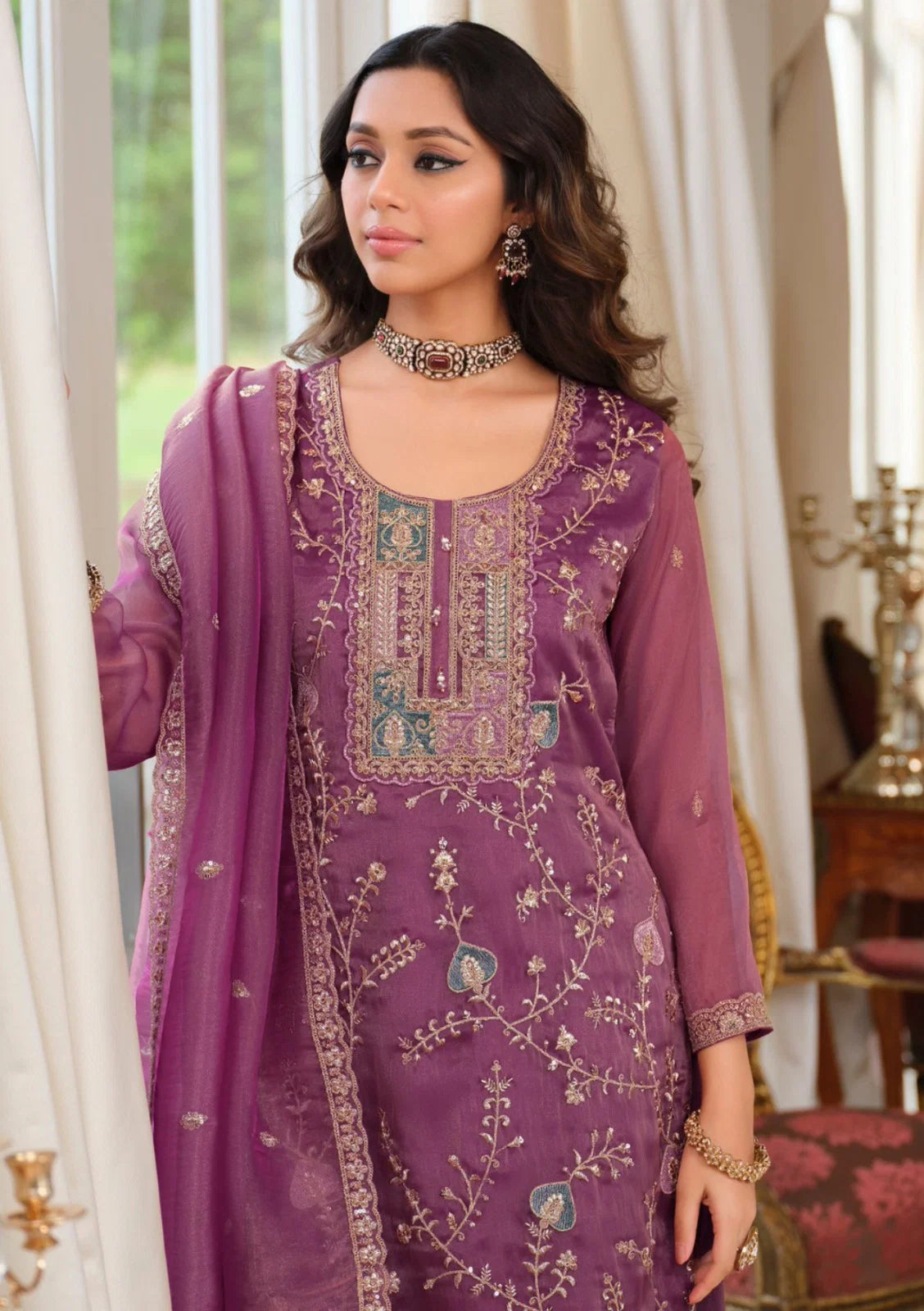 St D No 114 Fendy Silk Coding Sequence Worked Salwar Kameez Collection
