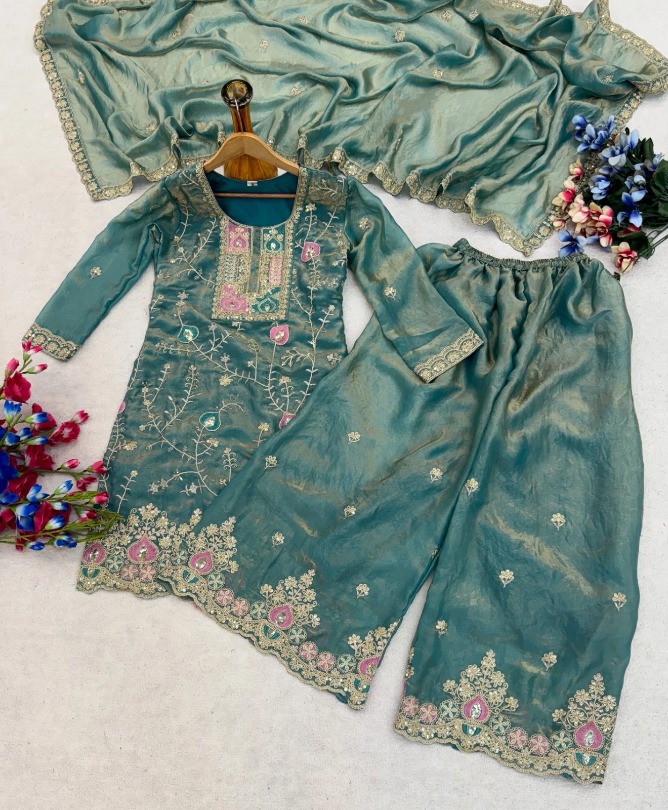 St D No 114 Fendy Silk Coding Sequence Worked Salwar Kameez Collection