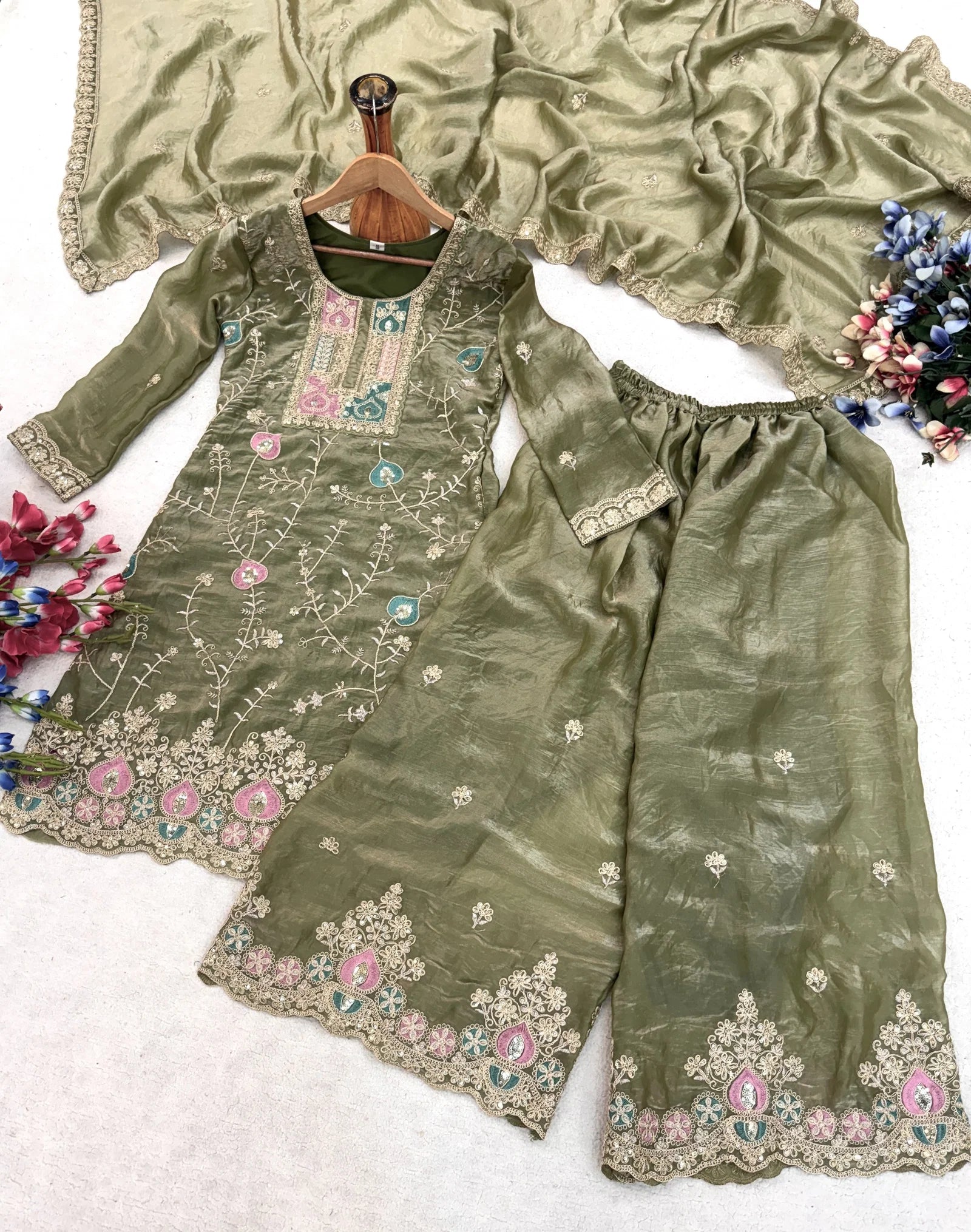 St D No 114 Fendy Silk Coding Sequence Worked Salwar Kameez Collection