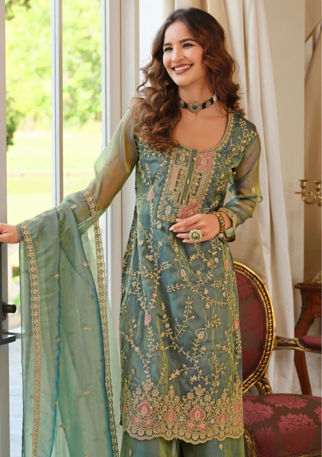 St D No 114 Fendy Silk Coding Sequence Worked Salwar Kameez Collection