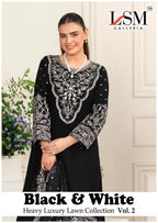 Lsm Black And White Vol 2 Readymade Karachi Kurti Pant With Dupatta