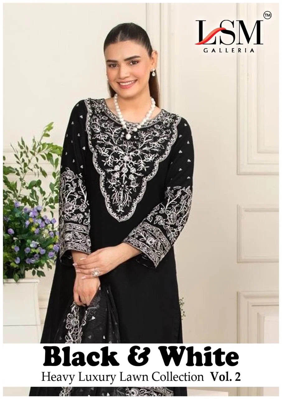 Lsm Black And White Vol 2 Readymade Karachi Kurti Pant With Dupatta