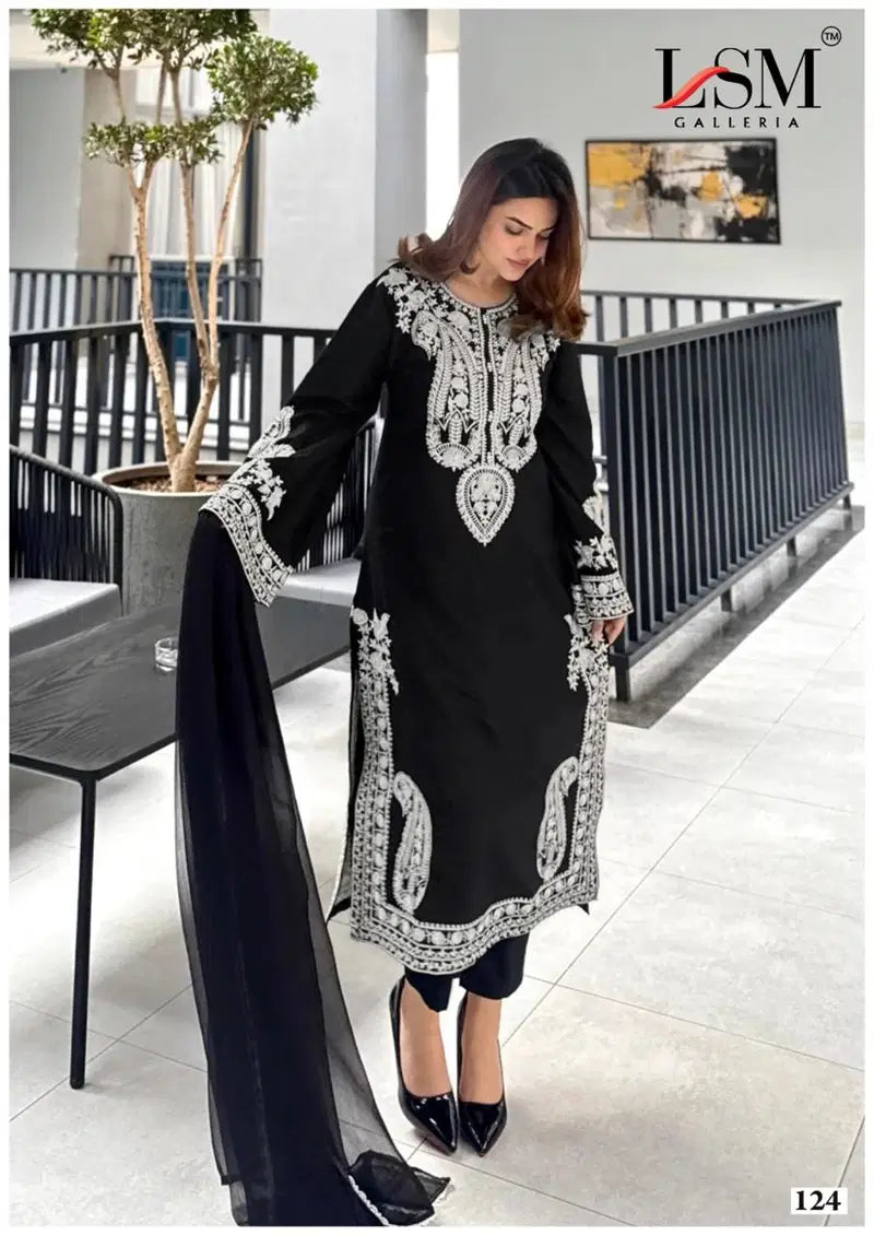 Lsm Black And White Vol 2 Readymade Karachi Kurti Pant With Dupatta