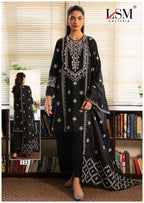 Lsm Black And White Vol 2 Readymade Karachi Kurti Pant With Dupatta