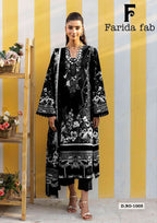 Farida Black And White Readymade Cotton Printed Kurti Pant With Dupatta
