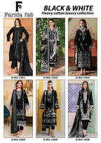 Farida Black And White Readymade Cotton Printed Kurti Pant With Dupatta