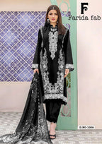 Farida Black And White Readymade Cotton Printed Kurti Pant With Dupatta