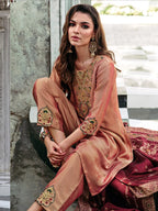 Vp 9480 Peach Vichitra Silk Kurti With Bottom Dupatta