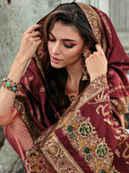 Vp 9480 Peach Vichitra Silk Kurti With Bottom Dupatta