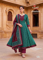 Kundan Anarkali Vol 2 Cotton Printed Kurti Pant With Dupatta