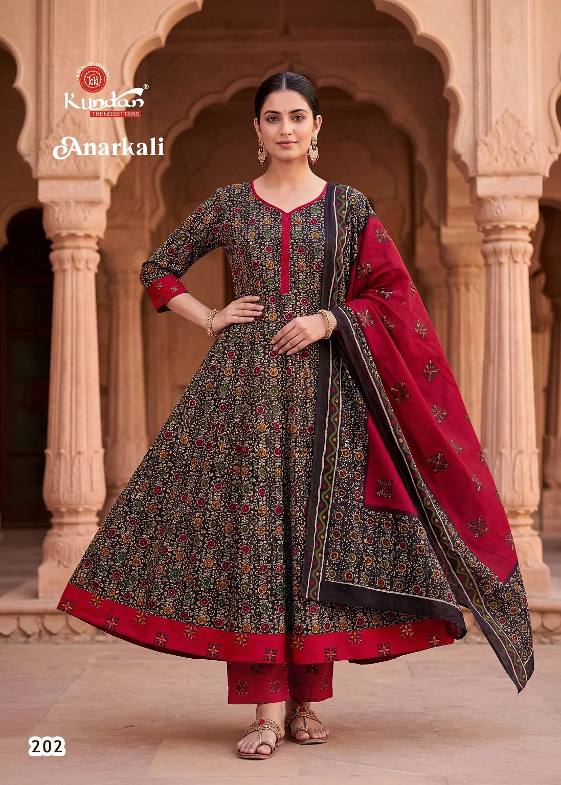 Kundan Anarkali Vol 2 Cotton Printed Kurti Pant With Dupatta
