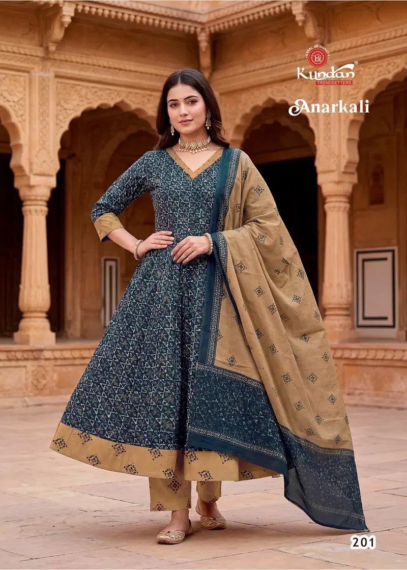 Kundan Anarkali Vol 2 Cotton Printed Kurti Pant With Dupatta