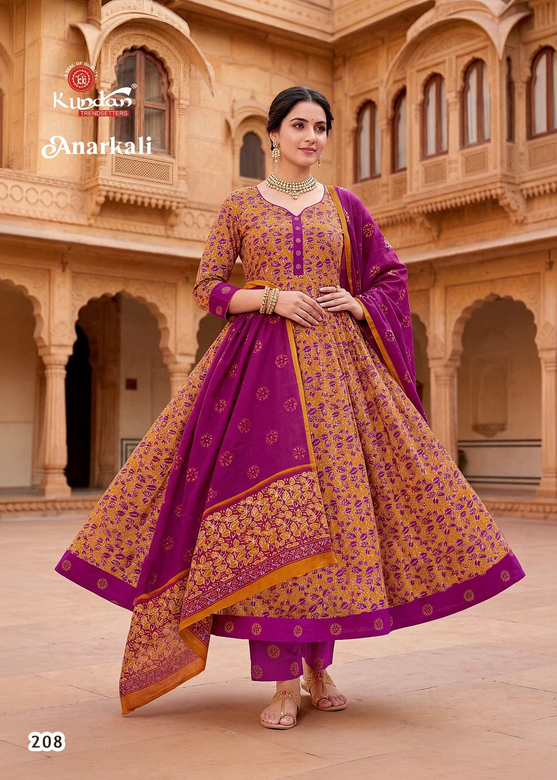 Kundan Anarkali Vol 2 Cotton Printed Kurti Pant With Dupatta