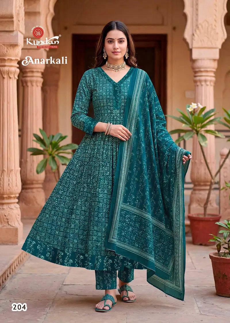 Kundan Anarkali Vol 2 Cotton Printed Kurti Pant With Dupatta