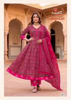 Kundan Anarkali Vol 2 Cotton Printed Kurti Pant With Dupatta