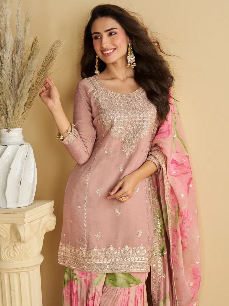 Kf 10071 Chinon Silk Sequence Worked Party Wear Salwar Suit Collection