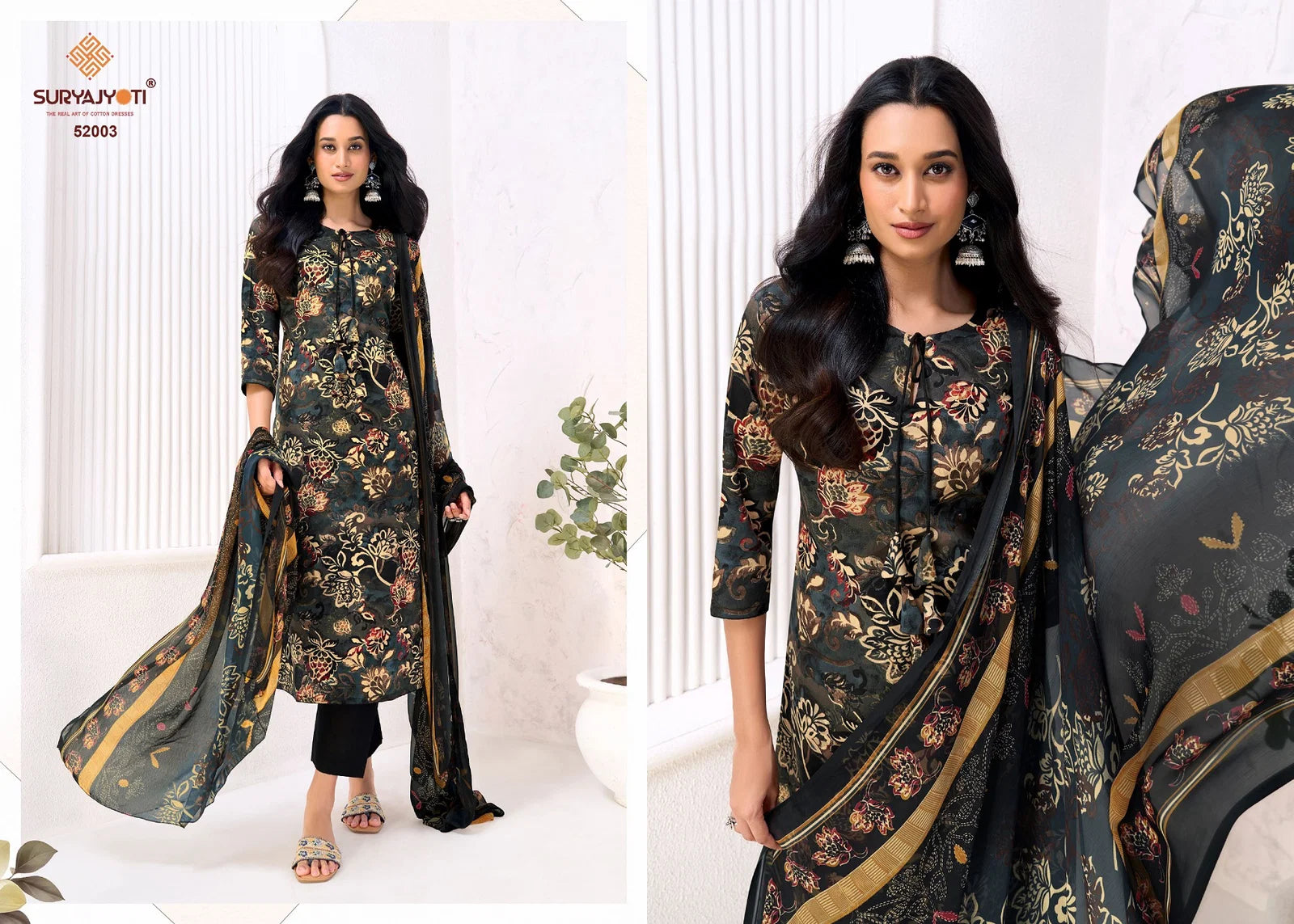 Suryajyoti Naishaa Vol 52 Jaam Satin Printed Dress Material Collection