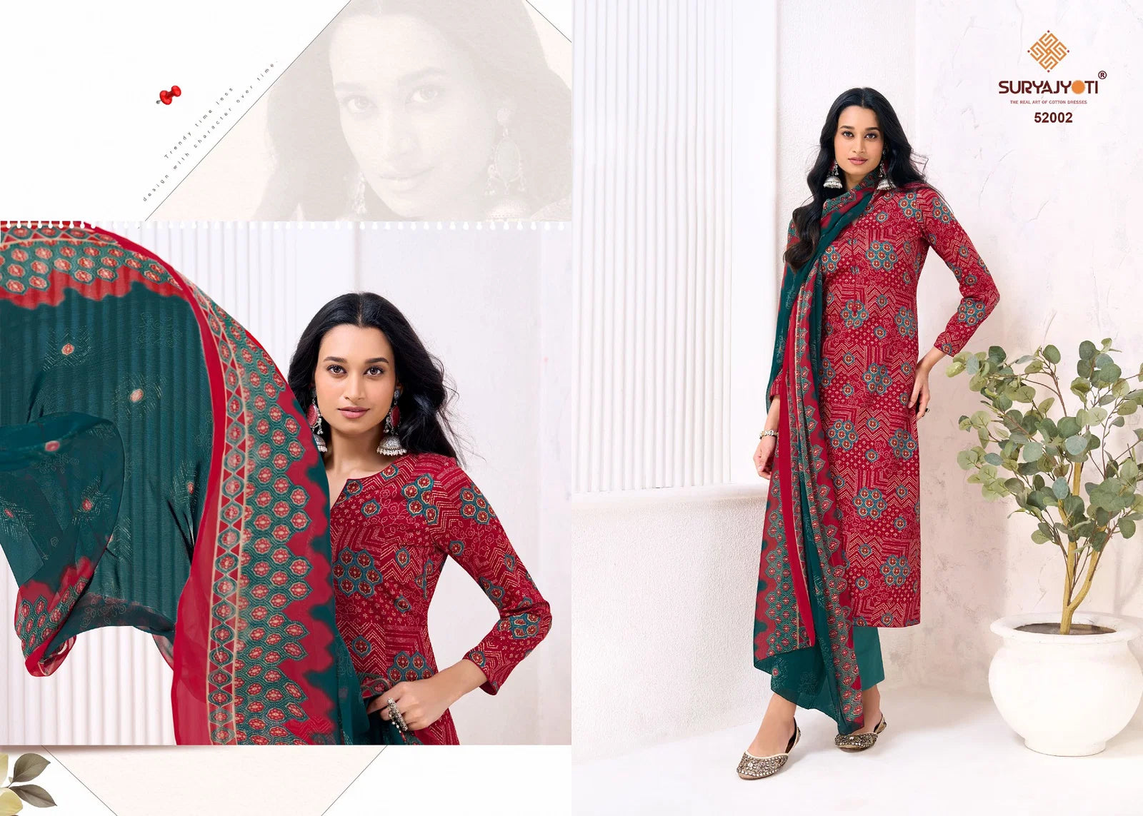 Suryajyoti Naishaa Vol 52 Jaam Satin Printed Dress Material Collection