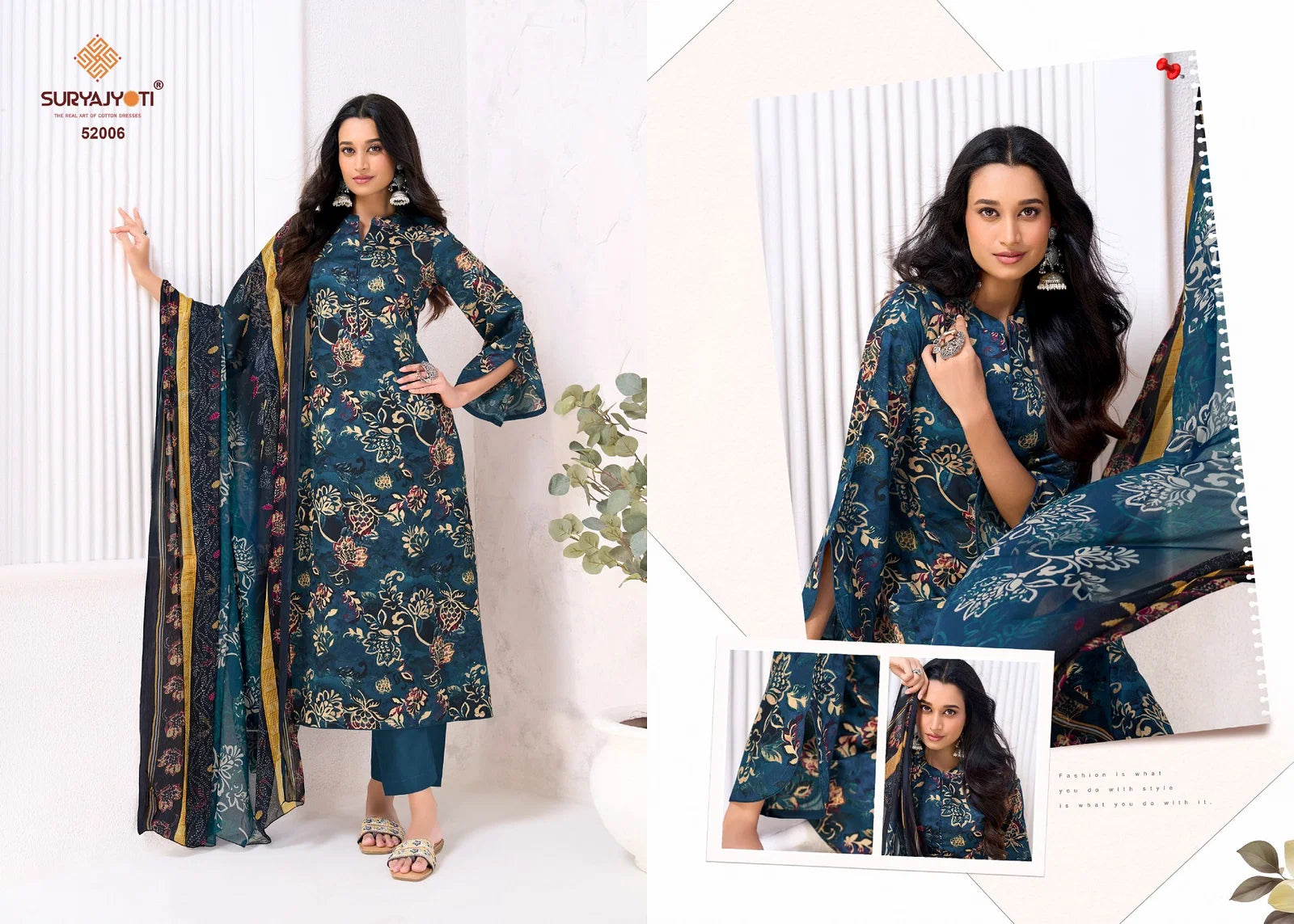 Suryajyoti Naishaa Vol 52 Jaam Satin Printed Dress Material Collection