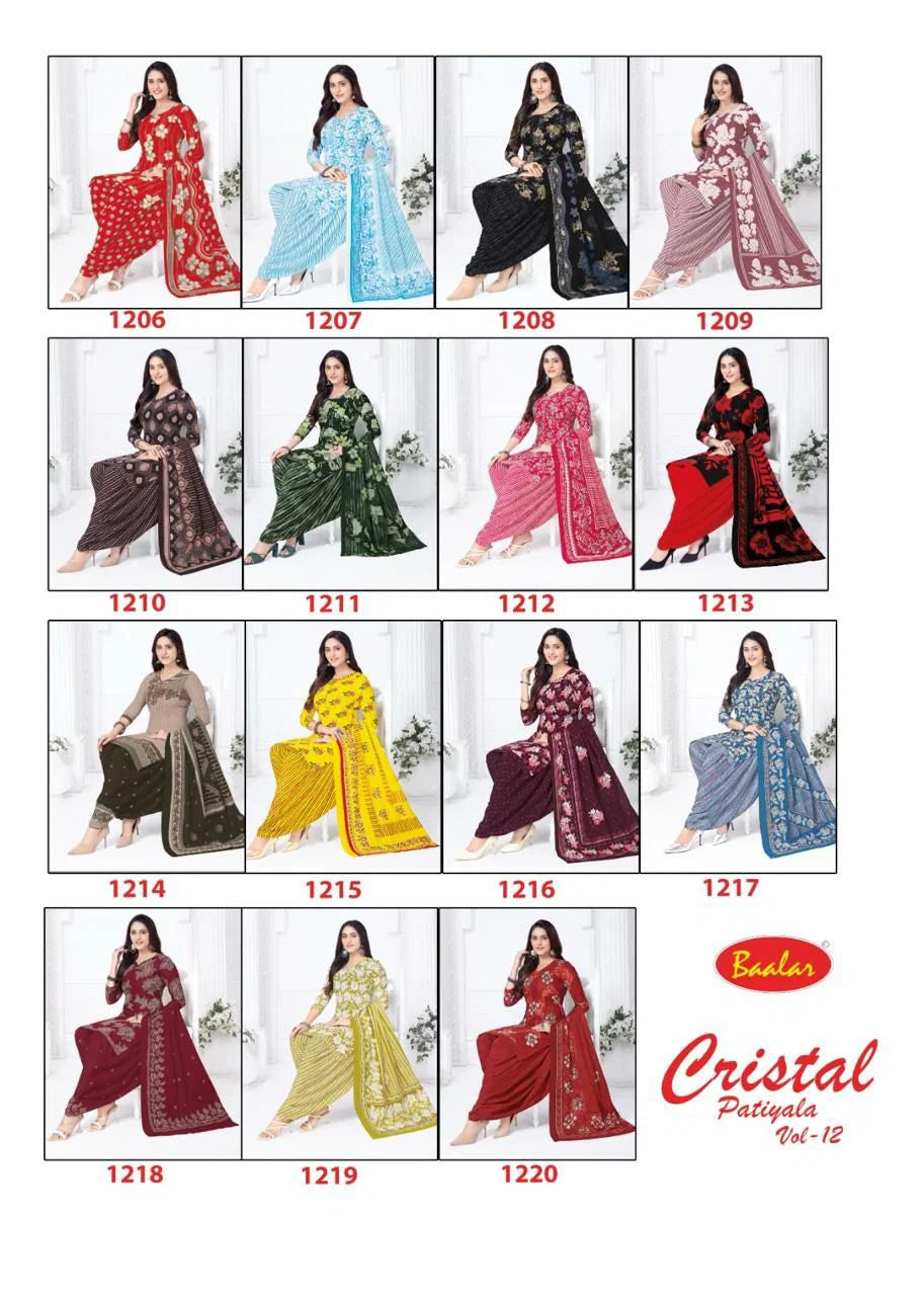 Baalar Cristal Patiyala Vol 12 Cotton Printed Dress Material