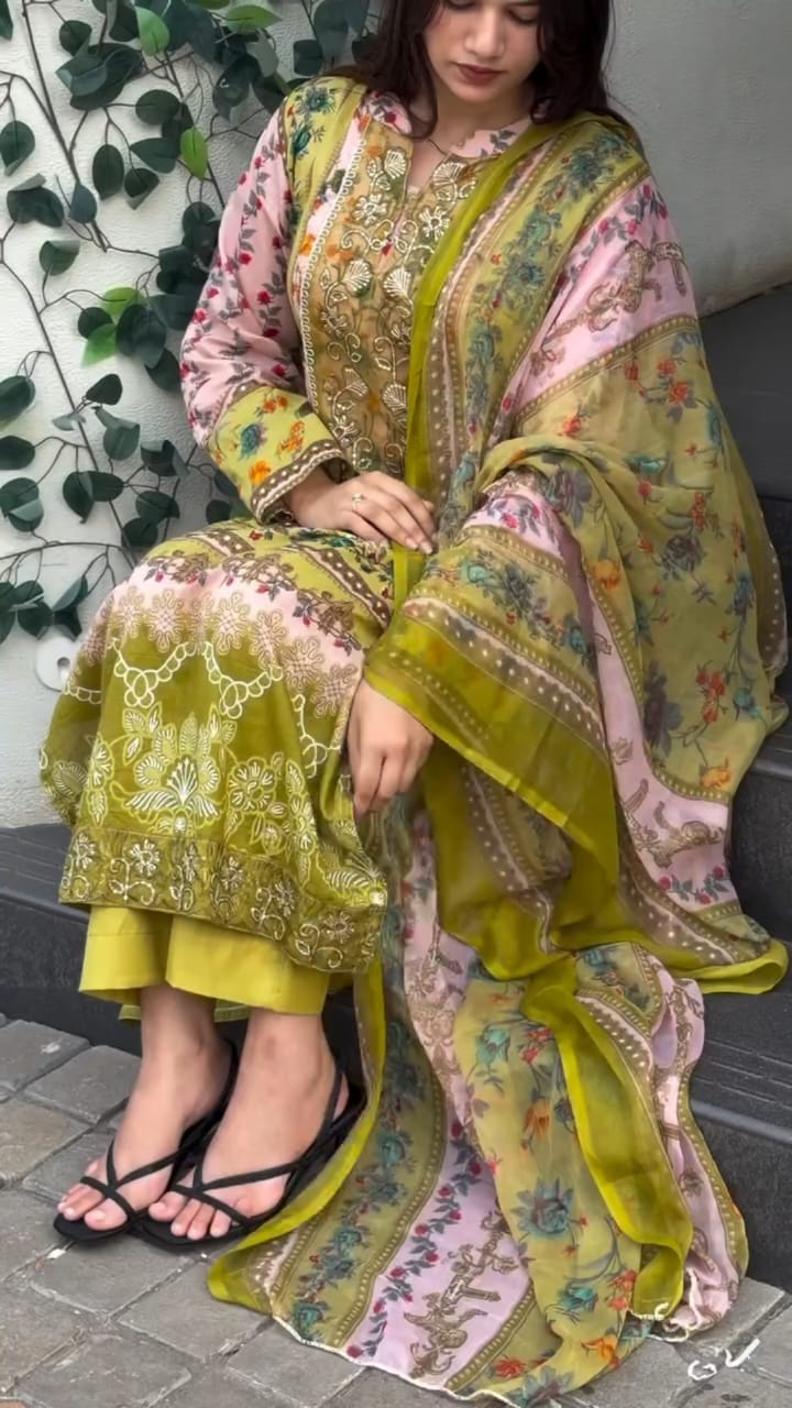 Yd 070 Chiffon Dupatta Heavy Cotton Printed Pakistani Salwar Kameez