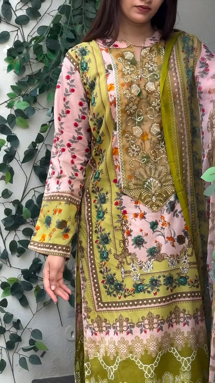 Yd 070 Chiffon Dupatta Heavy Cotton Printed Pakistani Salwar Kameez