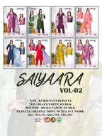Saiyaara Vol 2 Vatican Silk Embroidery Kurti With Pant Dupatta