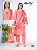 Saiyaara Vol 2 Vatican Silk Embroidery Kurti With Pant Dupatta