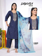 Saiyaara Vol 2 Vatican Silk Embroidery Kurti With Pant Dupatta