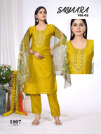 Saiyaara Vol 2 Vatican Silk Embroidery Kurti With Pant Dupatta