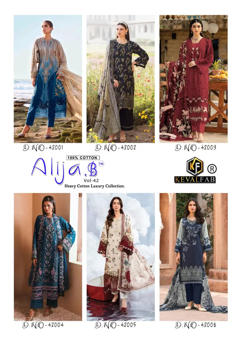Keval Alija B Vol 42 Lawn Cotton Printed Karachi Dress Material