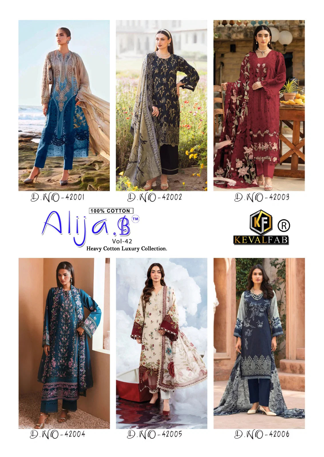 Keval Alija B Vol 42 Readymade Lawn Cotton Karachi Kurti Pant With Dupatta