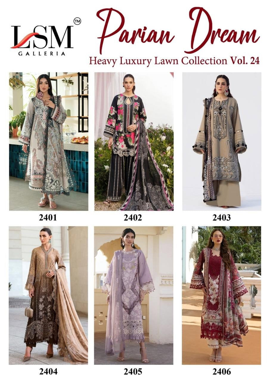 Lsm Parian Dream Vol 24 Lawn Cotton Printed Karachi Dress Material