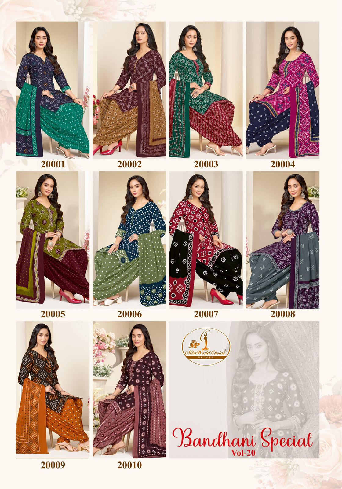 Miss World Bandhani Vol 20 Readymade Cotton Patiyala Dress
